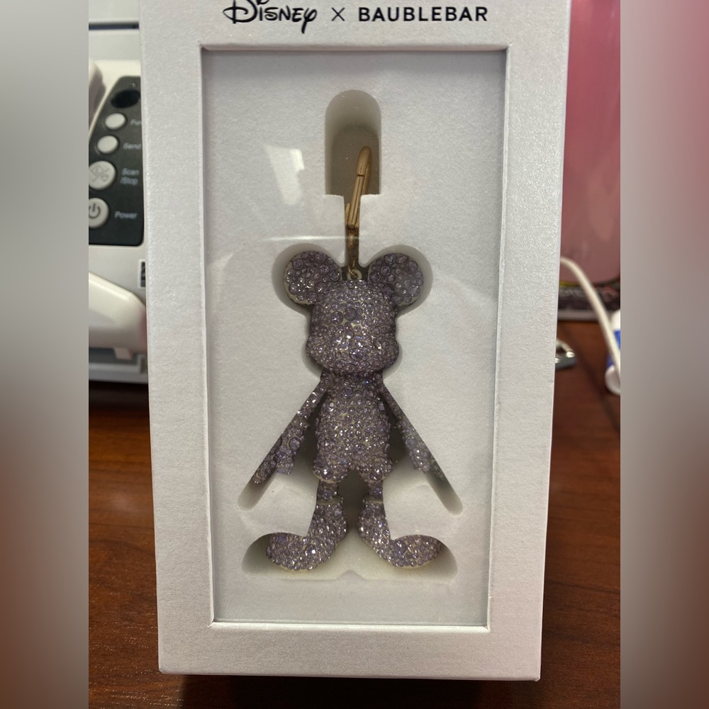 Disney X Baublebar Mickey purple Rhinestone Bag Charm limited edition